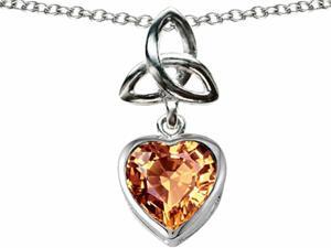 Celtic Love by Kelly Love Knot Pendant with Heart 9mm Simulated Imperial Yellow Topaz in Sterling Silver Celtic Love by Kelly Love Knot Pendant with Heart 9mm Simulated Imperial Yellow Topaz in Sterling Silver