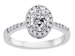 Star K Oval White Topaz Halo Ring in Sterling Silver Size 8 Star K Oval White Topaz Halo Ring in Sterling Silver Size 8
