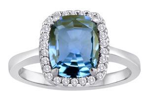 Star K Cushion Cut Simulated Aquamarine Halo Ring in Sterling Silver Size 5 Star K Cushion Cut Simulated Aquamarine Halo Ring in Sterling Silver Size 5