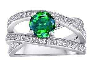 Star K Round Simulated Emerald Wedding Set in Sterling Silver Size 5 Star K Round Simulated Emerald Wedding Set in Sterling Silver Size 5