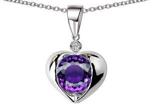 Star K Round 7mm Simulated Amethyst Heart Pendant in Sterling Silver Star K Round 7mm Simulated Amethyst Heart Pendant in Sterling Silver