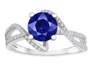 Star K Round Created Sapphire Bypass Wedding Ring in Sterling Silver Size 7 Star K Round Created Sapphire Bypass Wedding Ring in Sterling Silver Size 7