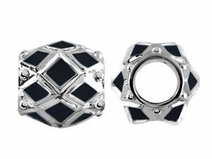 Storywheel Black Enamel Bead / Charm in Sterling Silver Storywheel Black Enamel Bead / Charm in Sterling Silver