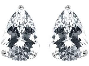 Star K Pear Shape 9x7mm White Topaz Earrings Studs in Sterling Silver Star K Pear Shape 9x7mm White Topaz Earrings Studs in Sterling Silver
