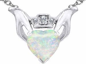 Celtic Love by Kelly 8mm Heart Claddagh Pendant with Simulated Opal in Sterling Silver Celtic Love by Kelly 8mm Heart Claddagh Pendant with Simulated Opal in Sterling Silver
