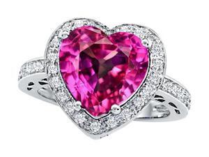 Star K Large 10mm Heart Shape Created Pink Sapphire Wedding Ring in Sterling Silver Size 6 Star K Large 10mm Heart Shape Created Pink Sapphire Wedding Ring in Sterling Silver Size 6