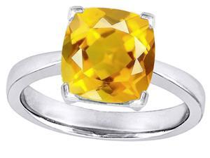 Star K Large 10mm Cushion Cut Solitaire Ring with Simulated Citrine in Sterling Silver Size 7 Star K Large 10mm Cushion Cut Solitaire Ring with Simulated Citrine in Sterling Silver Size 7