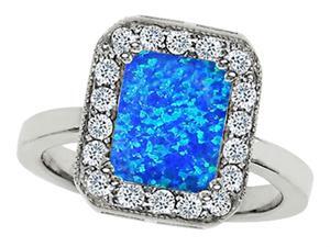 Star K 10x8mm Emerald Cut Simulated Blue Opal Ring in Sterling Silver Size 6 Star K 10x8mm Emerald Cut Simulated Blue Opal Ring in Sterling Silver Size 6