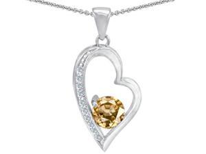 Star K Round Simulated Imperial Yellow Topaz Heart Pendant in Sterling Silver Star K Round Simulated Imperial Yellow Topaz Heart Pendant in Sterling Silver