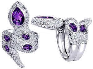Star K Good Luck Snake Ring with Simulated Amethyst Stones in Sterling Silver Size 7 Star K Good Luck Snake Ring with Simulated Amethyst Stones in Sterling Silver Size 7