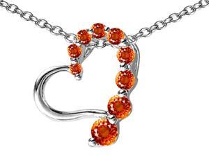 Star K Journey of Love Heart Pendant with Round Simulated Orange Mexican Fire Opal in Sterling Silver Star K Journey of Love Heart Pendant with Round Simulated Orange Mexican Fire Opal in Sterling Silver