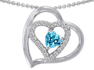 Star K 6mm Heart Shape Simulated Blue Topaz Pendant in Sterling Silver Star K 6mm Heart Shape Simulated Blue Topaz Pendant in Sterling Silver