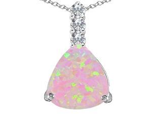Star K Large 12mm Trillion Cut Pink Simulated Opal Pendant in Sterling Silver Star K Large 12mm Trillion Cut Pink Simulated Opal Pendant in Sterling Silver