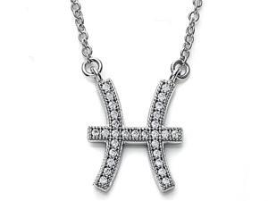Zoe R Sterling Silver Micro Pave Hand Set Cubic Zirconia CZ Pisces Zodiac Pendant On 18 Inch Adjustable Chain Zoe R Sterling Silver Micro Pave Hand Set Cubic Zirconia CZ Pisces Zodiac Pendant On 18 Inch Adjustable Chain