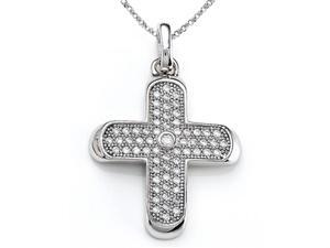 Zoe R Sterling Silver Micro Pave Hand Set Cubic Zirconia CZ Medium Cross Pendant On 18 Zoe R Sterling Silver Micro Pave Hand Set Cubic Zirconia CZ Medium Cross Pendant On 18