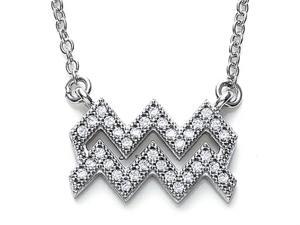 Zoe R Sterling Silver Micro Pave Hand Set Cubic Zirconia CZ Aquarius Zodiac Pendant On 18 Inch Adjustable Chai Zoe R Sterling Silver Micro Pave Hand Set Cubic Zirconia CZ Aquarius Zodiac Pendant On 18 Inch Adjustable Chai
