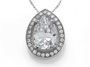 Zoe R Sterling Silver Micro Pave Hand Set Cubic Zirconia CZ Pear Shape Pendant Zoe R Sterling Silver Micro Pave Hand Set Cubic Zirconia CZ Pear Shape Pendant