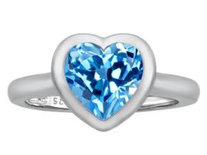 Star K 8mm Heart Shape Solitaire Ring with Simulated Blue Topaz in Sterling Silver Size 7 Star K 8mm Heart Shape Solitaire Ring with Simulated Blue Topaz in Sterling Silver Size 7