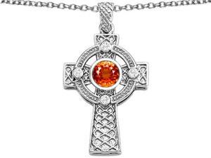 Celtic Love by Kelly Cross pendant 7mm Round Simulated Orange Mexican Fire Opal in Sterling Silver Celtic Love by Kelly Cross pendant 7mm Round Simulated Orange Mexican Fire Opal in Sterling Silver