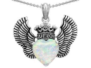 Star KTrue Love Heart Shape Simulated Opal Crown Wings Pendant in Sterling Silver Star KTrue Love Heart Shape Simulated Opal Crown Wings Pendant in Sterling Silver