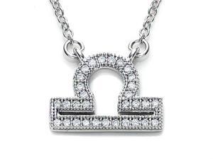 Zoe R Sterling Silver Micro Pave Hand Set Cubic Zirconia CZ Libra Zodiac Pendant On 18 Inch Adjustable Chain Zoe R Sterling Silver Micro Pave Hand Set Cubic Zirconia CZ Libra Zodiac Pendant On 18 Inch Adjustable Chain