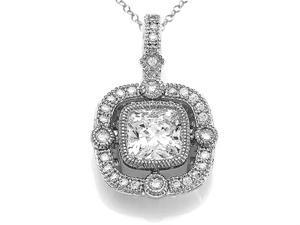 Zoe R Sterling Silver Hand Set Cushion Cut Cubic Zirconia CZ Pendant Zoe R Sterling Silver Hand Set Cushion Cut Cubic Zirconia CZ Pendant