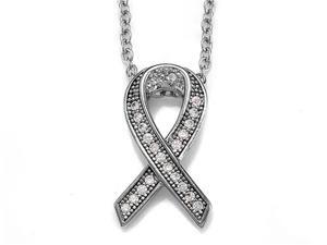Zoe R Sterling Silver Micro Pave Hand Set Cubic Zirconia CZ Ribbon Pendant Zoe R Sterling Silver Micro Pave Hand Set Cubic Zirconia CZ Ribbon Pendant