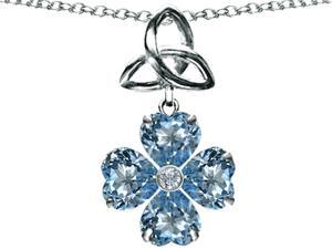 Celtic Love by Kelly Lucky Shamrock with Celtic Knot made with Heart 6mm Simulated Aquamarine in Sterling Silver Celtic Love by Kelly Lucky Shamrock with Celtic Knot made with Heart 6mm Simulated Aquamarine in Sterling Silver
