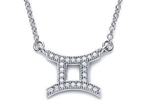 Zoe R Sterling Silver Micro Pave Hand Set Cubic Zirconia CZ Gemini Zodiac Pendant On 18 Inch Adjustable Chain Zoe R Sterling Silver Micro Pave Hand Set Cubic Zirconia CZ Gemini Zodiac Pendant On 18 Inch Adjustable Chain