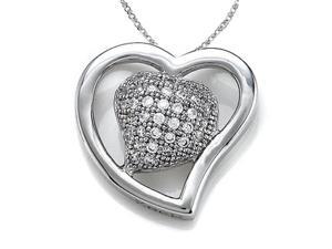 Zoe R Sterling Silver Micro Pave Hand Set Cubic Zirconia CZ Heart Shape Pendant On 18 Inch Chain Zoe R Sterling Silver Micro Pave Hand Set Cubic Zirconia CZ Heart Shape Pendant On 18 Inch Chain