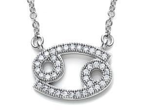 Zoe R Sterling Silver Micro Pave Hand Set Cubic Zirconia CZ Cancer Zodiac Pendant On 18 Inch Adjustable Chain Zoe R Sterling Silver Micro Pave Hand Set Cubic Zirconia CZ Cancer Zodiac Pendant On 18 Inch Adjustable Chain