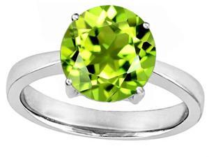 Star K Large Solitaire Big Stone Ring 10mm Round Simulated Peridot in Sterling Silver Size 5 Star K Large Solitaire Big Stone Ring 10mm Round Simulated Peridot in Sterling Silver Size 5