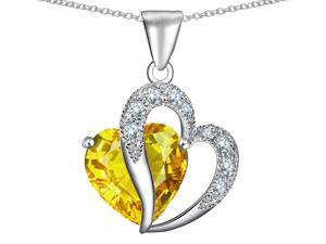 Star K Heart Shape 12mm Simulated Citrine Pendant in Sterling Silver Star K Heart Shape 12mm Simulated Citrine Pendant in Sterling Silver