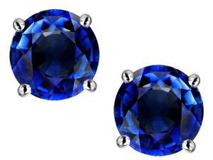 Star K 3.00 Cttw Round 7mm Created Sapphire Earring Studs Star K 3.00 Cttw Round 7mm Created Sapphire Earring Studs