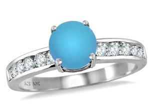 Star K Round 7mm Simulated Turquoise Ring in Sterling Silver Size 5 Star K Round 7mm Simulated Turquoise Ring in Sterling Silver Size 5