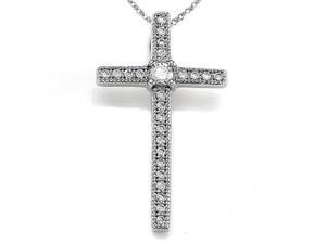 Zoe R Sterling Silver Micro Pave Hand Set Cubic Zirconia CZ Medium Cross Pendant Zoe R Sterling Silver Micro Pave Hand Set Cubic Zirconia CZ Medium Cross Pendant