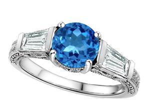 Star K Round 7mm Simulated Blue Topaz Engagement Ring in Sterling Silver Size 6 Star K Round 7mm Simulated Blue Topaz Engagement Ring in Sterling Silver Size 6