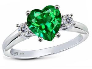Star K 8mm Heart Shape Simulated Emerald Ring in Sterling Silver Size 5 Star K 8mm Heart Shape Simulated Emerald Ring in Sterling Silver Size 5