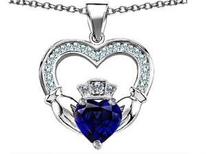 Celtic Love by Kelly Hands Holding 8mm Crown Heart Claddagh Pendant with Created Sapphire in Sterling Silver Celtic Love by Kelly Hands Holding 8mm Crown Heart Claddagh Pendant with Created Sapphire in Sterling Silver