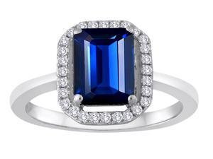 Original Star K(TM) Emerald Cut Created Sapphire Halo Engagement Ring Original Star K(TM) Emerald Cut Created Sapphire Halo Engagement Ring