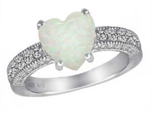 Star K Heart Shape 8mm Simulated Opal Ring in Sterling Silver Size 7 Star K Heart Shape 8mm Simulated Opal Ring in Sterling Silver Size 7