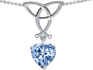 Celtic Love by Kelly Love Knot Pendant with 8mm Heart Shape Simulated Aquamarine in Sterling Silver Celtic Love by Kelly Love Knot Pendant with 8mm Heart Shape Simulated Aquamarine in Sterling Silver