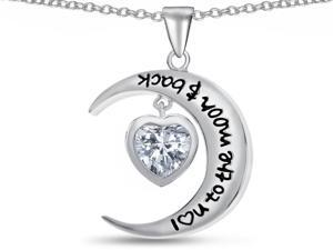 Star K I Love You To the Moon and Back White Topaz 7mm Heart Pendant in Sterling Silver Star K I Love You To the Moon and Back White Topaz 7mm Heart Pendant in Sterling Silver