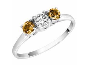 Ryan Jonathan Brillante Three Stone Diamond and Citrine Cocktail Ring in 14K White Gold Ryan Jonathan Brillante Three Stone Diamond and Citrine Cocktail Ring in 14K White Gold