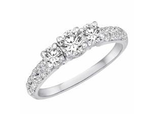 Ryan Jonathan Three Stone Diamond Engagement Ring With Double Row Shank in 18K White Gold (1.18 cttw) Ryan Jonathan Three Stone Diamond Engagement Ring With Double Row Shank in 18K White Gold (1.18 cttw)