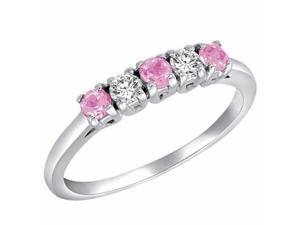Ryan Jonathan 5 Stone Diamond and Pink Sapphire Band Ring in 18K White Gold Ryan Jonathan 5 Stone Diamond and Pink Sapphire Band Ring in 18K White Gold