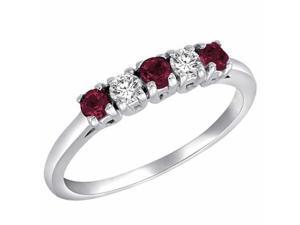 Ryan Jonathan 5 Stone Diamond and Ruby Band Ring in 14K White Gold Ryan Jonathan 5 Stone Diamond and Ruby Band Ring in 14K White Gold
