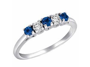 Ryan Jonathan 5 Stone Diamond and Blue Sapphire Band Ring in 14K White Gold Ryan Jonathan 5 Stone Diamond and Blue Sapphire Band Ring in 14K White Gold