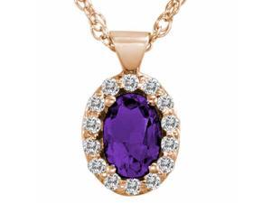Ryan Jonathan Amethyst and Diamond Pendant w/18 Inch Chain in 14K Rose Gold Ryan Jonathan Amethyst and Diamond Pendant w/18 Inch Chain in 14K Rose Gold