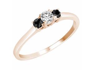 Ryan Jonathan Three Stone White and Black Diamond Ring in 14K Rose Gold Ryan Jonathan Three Stone White and Black Diamond Ring in 14K Rose Gold